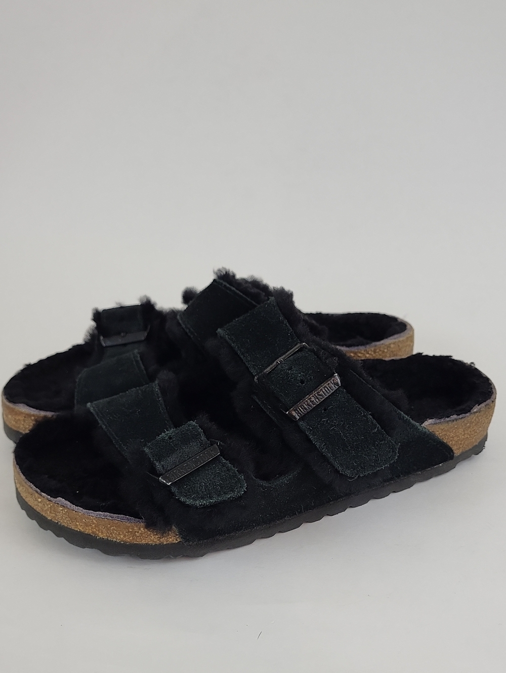 Birkenstock Black Arizona Shearling Suede Sandals Size EU 36 / US 5 - 5.5